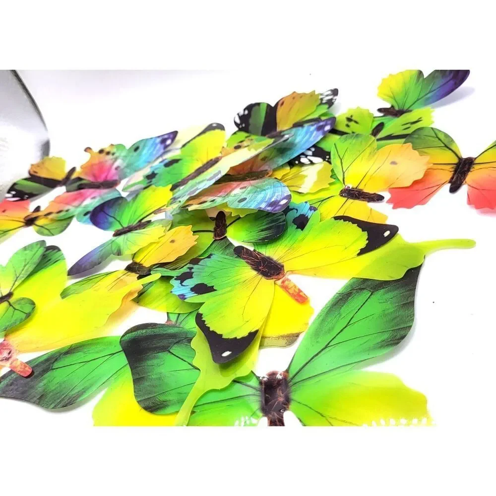 Lot of 90 3D Craft Butterflies 2in+ 13 Blue 19 Pink 22 Orange 11 Purple 25 Green